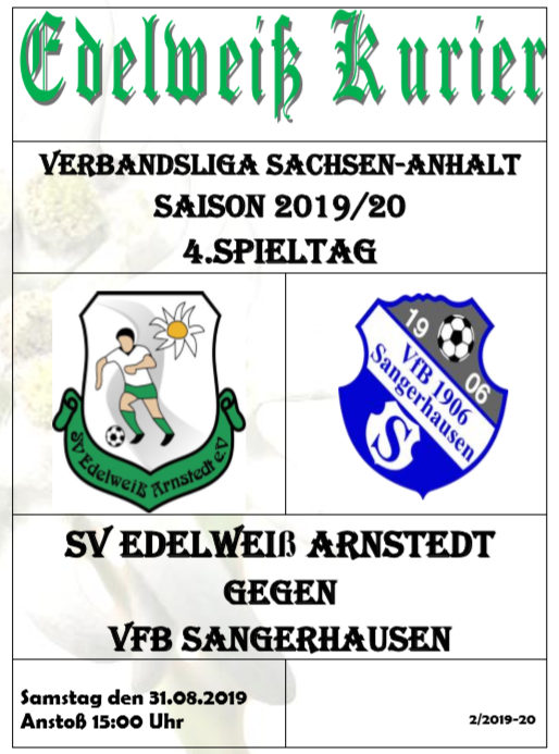Programmheft Edelweiß Arnstedt gegen VfB Sangerhausen