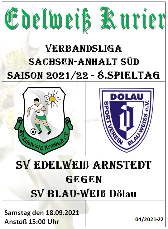 Programmheft 8.Spieltag - SV Blau-Weiß Dölau