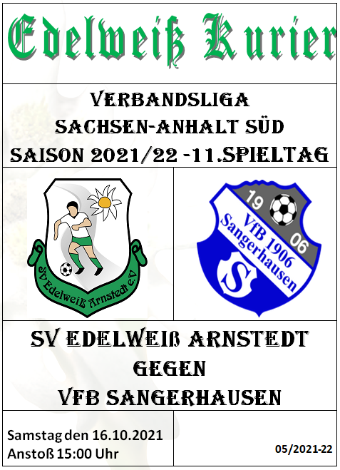 Programmheft 11.Spieltag - VfB Sangerhausen