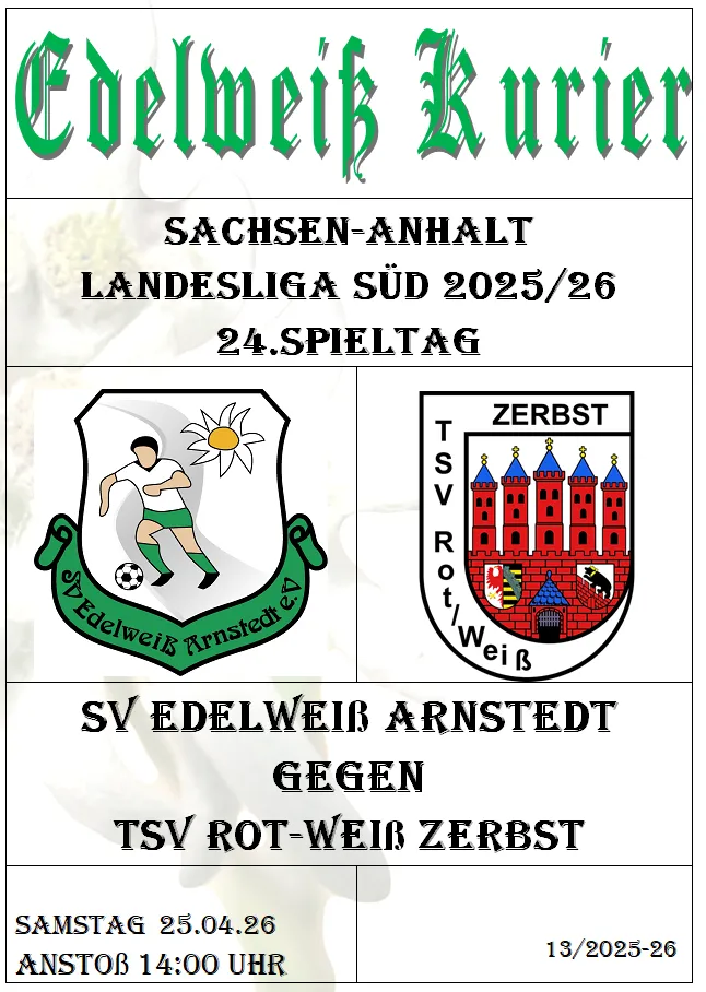 Programmheft 24.Spieltag - TSV Rot Weiss Zerbst