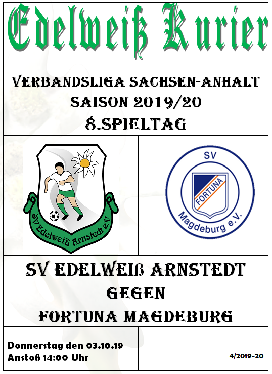 Programmheft Edelweiß Arnstedt gegen Fortuna Magdeburg