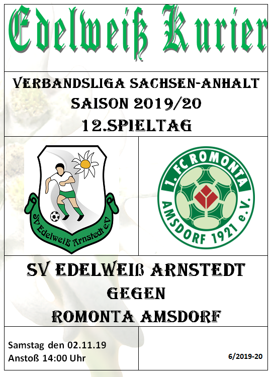 Programmheft Edelweiß Arnstedt gegen Romonta Amsdorf