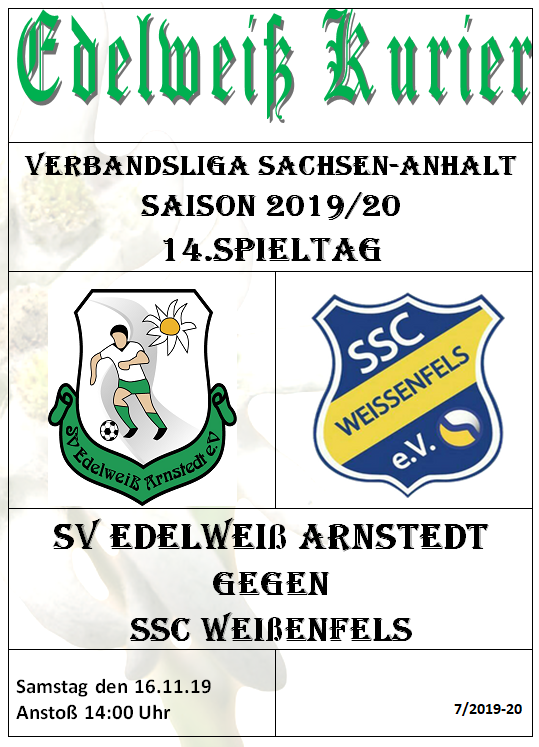 Programmheft Edelweiß Arnstedt gegen SSC Weißenfels