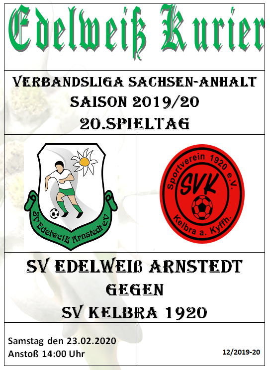 Programmheft Edelweiß Arnstedt gegen SV Kelbra 1920