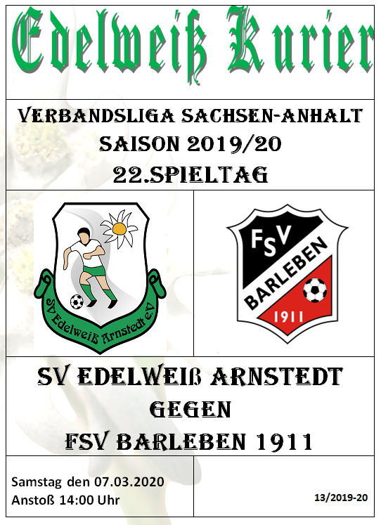 Programmheft Edelweiß Arnstedt gegen Barleben