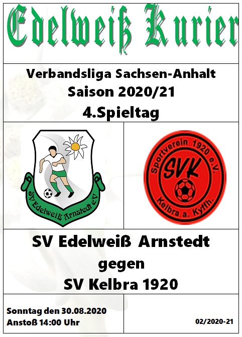 Programmheft Edelweiß Arnstedt gegen SV Kelbra 1920