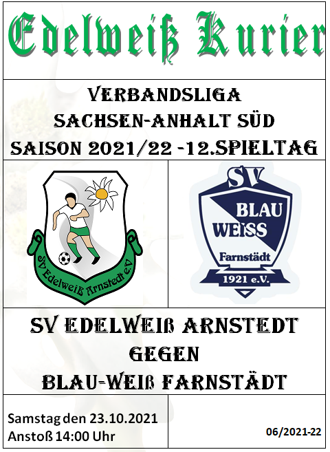 Programmheft 12.Spieltag - Blau-Weiß Farnstädt (SPIELABBRUCH)