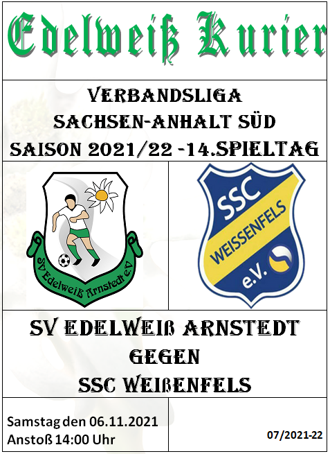 Programmheft 14.Spieltag - SSC Weißenfels