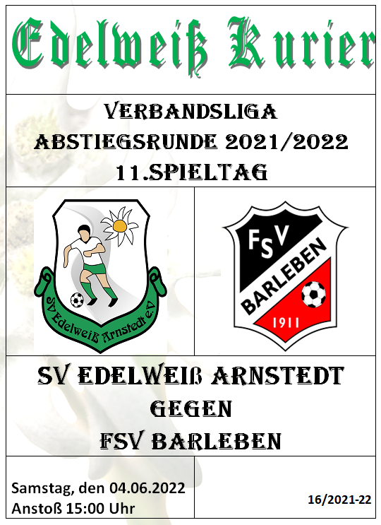 Programmheft 11.Spieltag - FSV Barleben