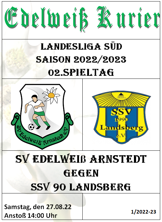 Programmheft 2.Spieltag - SSV 90 Landsberg