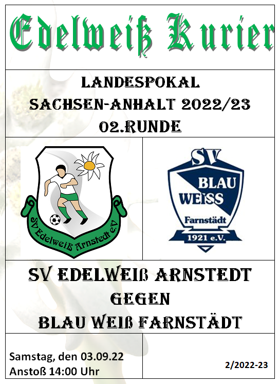 Programmheft 2.Runde Landespokal - Blau-Weiß Farnstädt