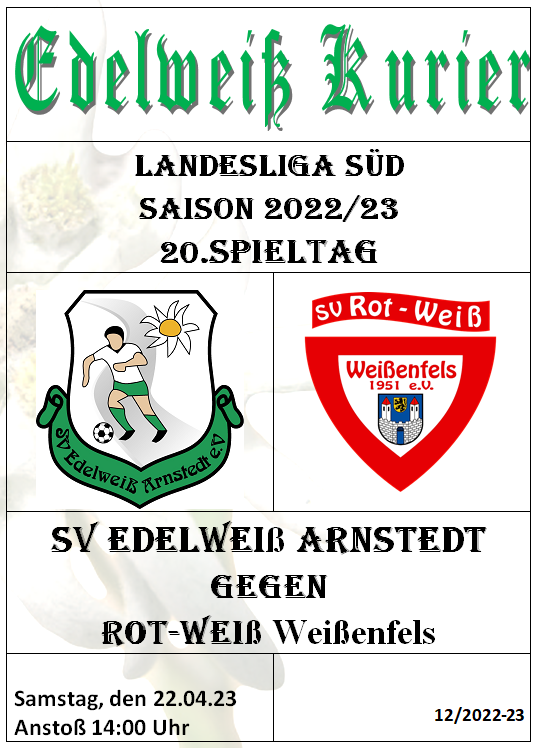 Programmheft 20.Spieltag - Rot-Weiß Weißenfels