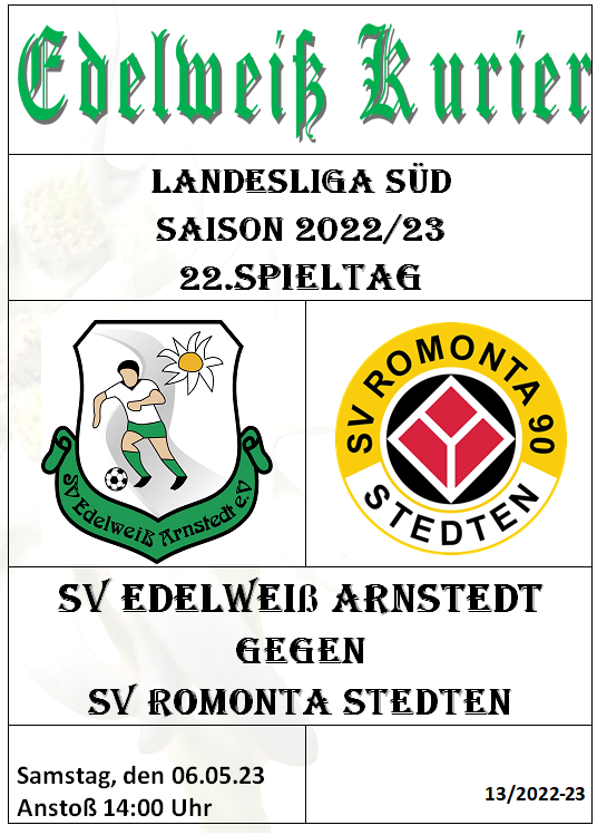 Programmheft 22.Spieltag - SV Romonta Stedten