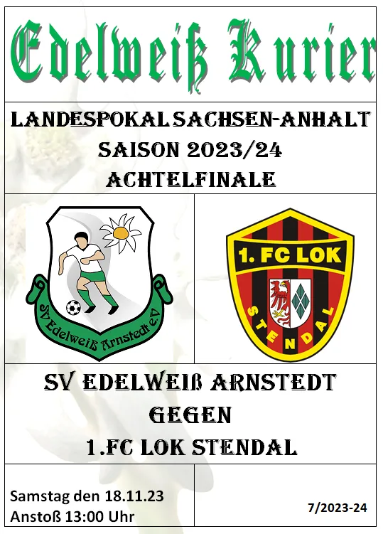 Programmheft  Landespokal Achtelfinale - Lok Stendal