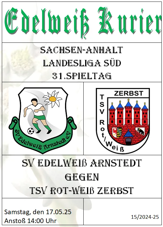 Programmheft 31.Spieltag - TSV Rot-Weiß Zerbst
