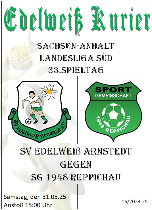 Programmheft 33.Spieltag - SG 1948 Reppichau