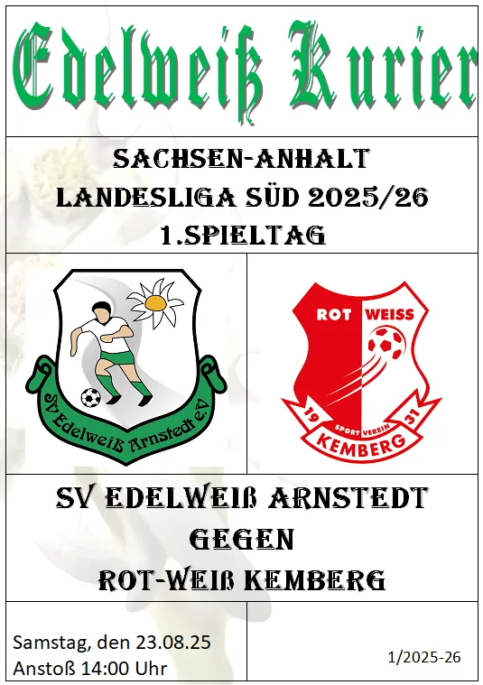 Programmheft 1.Spieltag - Rot Weiß Kemberg
